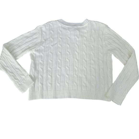 NWT Cotton Emporium Girls Ivory Cable Knit Long Sleeve Sweater Medium - Picture 7 of 7